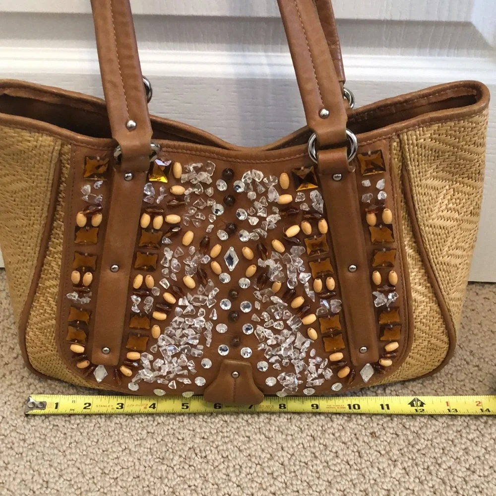 COLE HAAN Natural Sydney Straw & Leather Tan